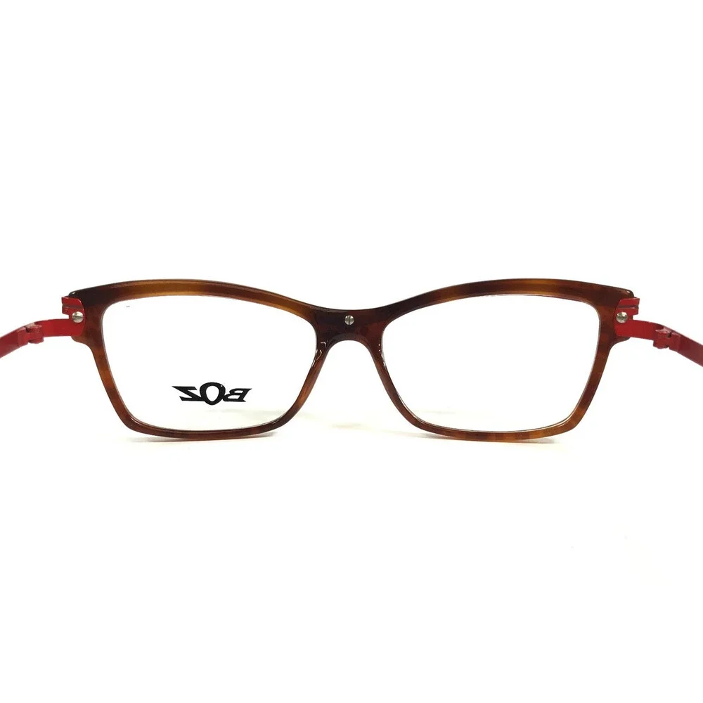 BOZ Eyeglasses Frames WOODY 9530 Brown Panther Red Matte Striped 53-15.5-135